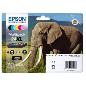 Epson Elephant C13T24384011 tinteiro 6 unidade(s) Original Rendimento alto (XL) Preto, Ciano, Ciano claro, Magenta, Magenta claro, Amarelo
