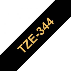 Brother TZE-344 etiquetadora Dourado sobre preto