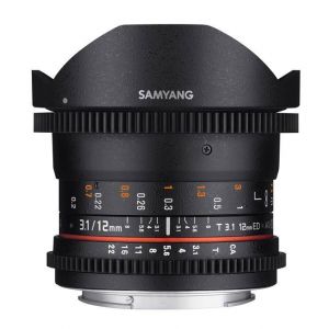 SAMYANG 12mm T3.1 ED AS NCS Olho de Peixe VDSLR Canon EF-S