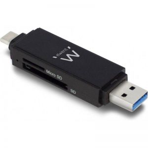 Ewent Leitor USB Tipo C/A de Cartões SD e MicroSD